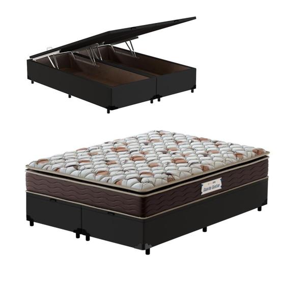 Imagem de Cama Box Baú Queen Preta + Colchão Espuma D45 - Probel - Guarda-Costas ProForce Plus 158x198x70cm