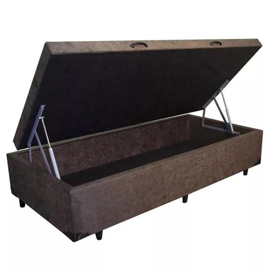 Imagem de Cama Box Baú Solteiro 88 X 188 - Suede Marrom