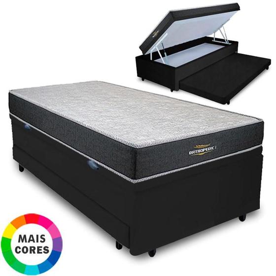 Imagem de Cama Box Baú Solteiro Auxiliar Bicama 3 em 1 + Colchão D33 Espuma 88x188x62cm Orthopedic I