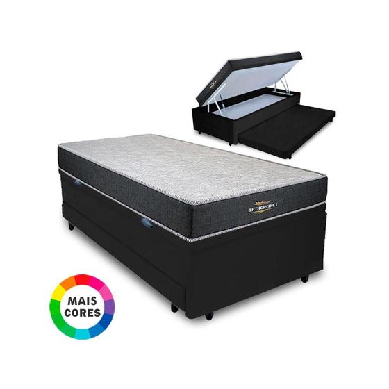 Imagem de Cama Box Baú Solteiro Auxiliar Bicama 3 em 1 + Colchão Orthopedic I D33 Espuma 78x188x62cm Vstore