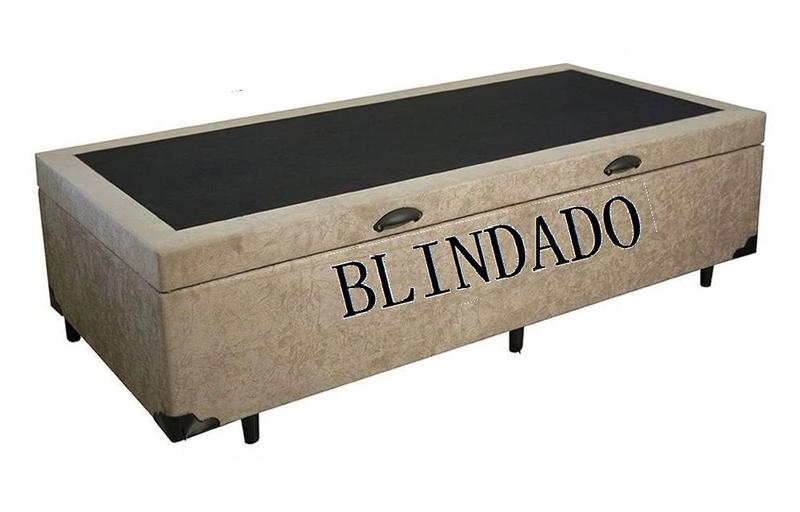 Imagem de Cama Box Baú Solteiro Blindado Suede Bege com 78cm de Largura