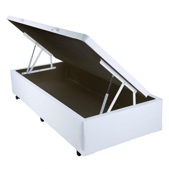 Imagem de Cama Box Baú Solteiro Branco com Pistao A Gás 88x188