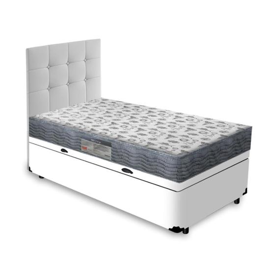 Imagem de Cama Box Baú Solteiro + Cabeceira Cassis e Colchão Ortobom Iso 100 88cm