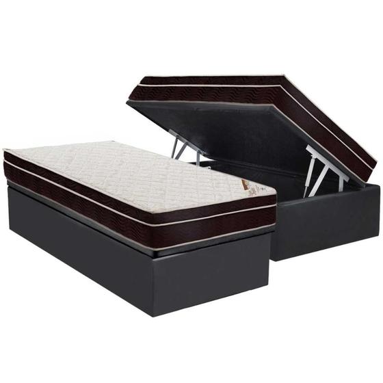 Imagem de Cama Box Baú Solteiro: Colchão Anatômico Ortobom Exclusive + Base CRC Suede Gray (88x188)