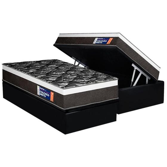 Imagem de Cama Box Baú Solteiro: Colchão Anatômico Plumatex D33 / Selectus + Base CRC Suede Black(88x188)