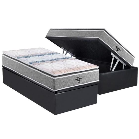 Imagem de Cama Box Baú Solteiro: Colchão Anatômico Probel D33 / AG65 Guarda Costas Extreme Resistence + Base CRC Suede Gray (88x188)