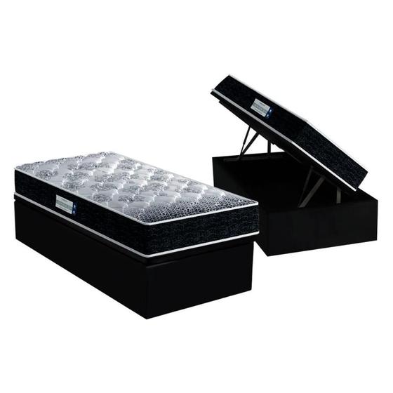 Imagem de Cama Box Baú Solteiro: Colchão Anatômico Probel D33 / EP ProDormir Advanced Tech1500 + Base CRC Suede Preto(88x188)