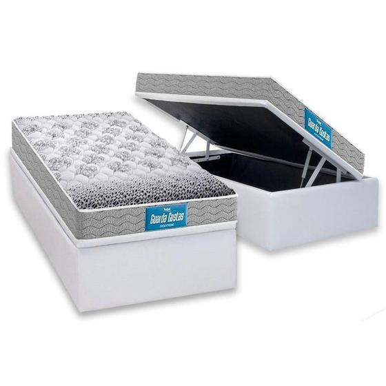 Imagem de Cama Box Baú Solteiro: Colchão Anatômico Probel D45 / EP Guarda Costas PróExtreme + Base CRC Courano White(88x188)