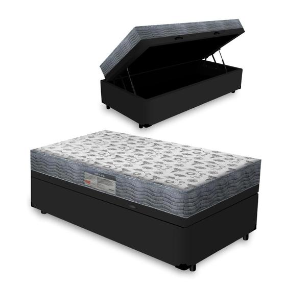 Cama Box Baú Solteiro + Colchão D33 Ortobom Iso 100 78cm Imagem de Cama Box Baú Solteiro + Colchão D33 Ortobom Iso 100 78cm