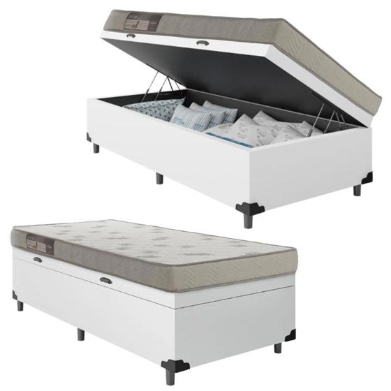 Cama Box Baú Solteiro + Colchão De Espuma D23 - Ortobom - Light Liso 54x88x188xcm Branco Menor preço em Cama Box Baú Solteiro + Colchão De Espuma D23 - Ortobom - Light Liso 54x88x188xcm Branco