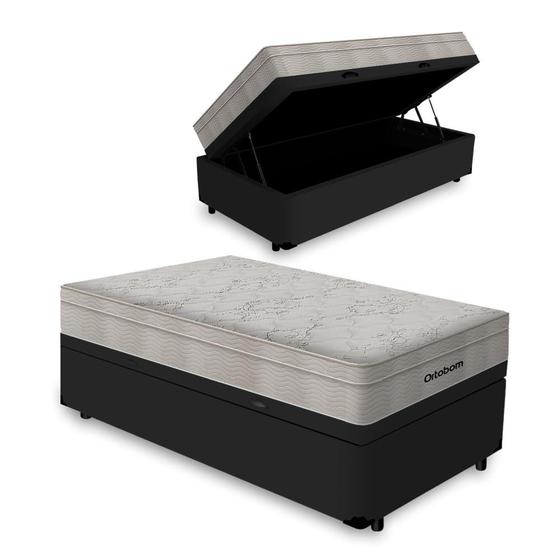 Cama Box Baú Solteiro + Colchão de Molas Ensacadas Ortobom AirTech SpringPocket 88cm Menor preço em Cama Box Baú Solteiro + Colchão de Molas Ensacadas Ortobom AirTech SpringPocket 88cm