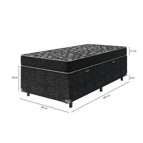 Imagem de Cama Box Baú Solteiro + Colchão Espuma D20 - 56x88x188cm - Suede Preto