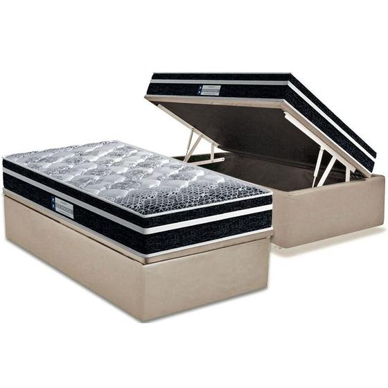 Imagem de Cama Box Baú Solteiro: Colchão Espuma D33 Probel  / EP ProDormir Advanced Tech1500 Plus + Base CRC Suede Clean(88x188)