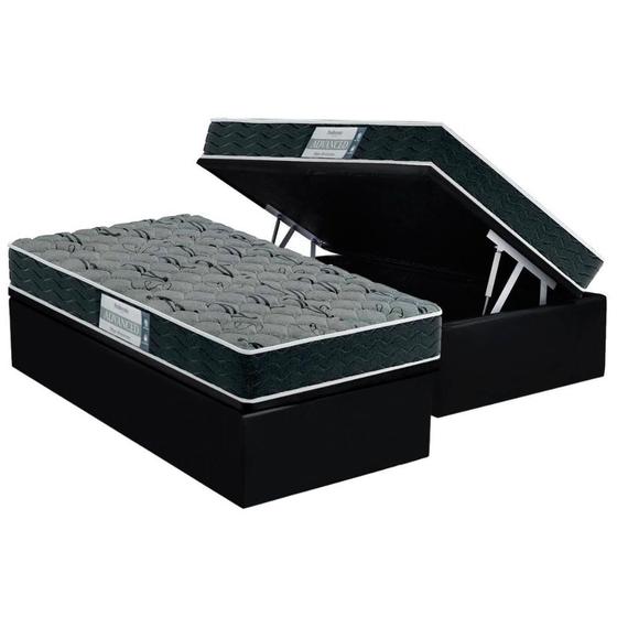 Imagem de Cama Box Baú Solteiro: Colchão Espuma D33 Probel  ProDormir Advanced Mega Resistente + Base CRC Suede Black(88x188)