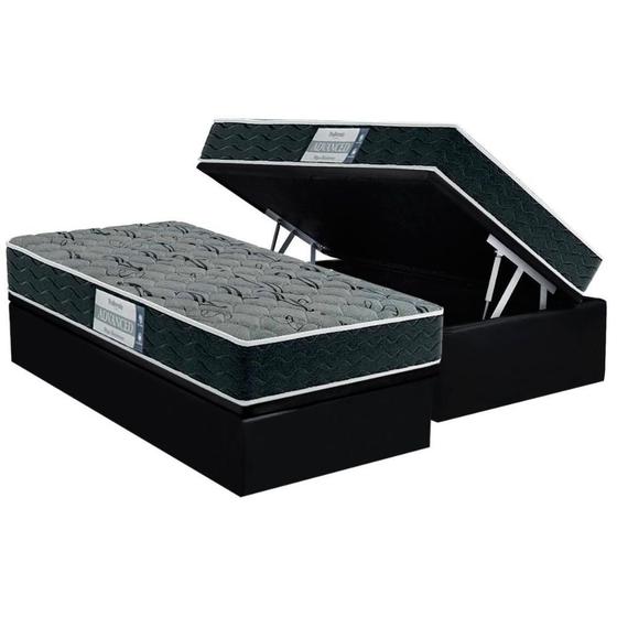 Imagem de Cama Box Baú Solteiro: Colchão Espuma D33 Probel ProDormir Advanced Mega Resistente + Base CRC Suede Black(88x188)