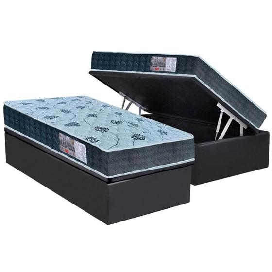 Imagem de Cama Box Baú Solteiro: Colchão Espuma D45 Orthoflex  / EP Cecina + Base CRC Suede Gray(88x188)