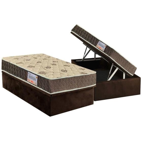 Imagem de Cama Box Baú Solteiro: Colchão Espuma Orthoflex D33 / EP Matera + Base CRC Suede Brown(88x188)