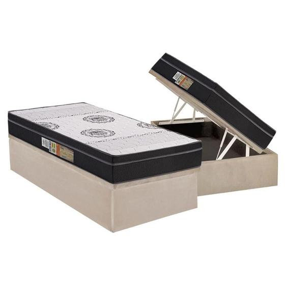 Imagem de Cama Box Baú Solteiro: Colchão Espuma Polar D28 / EP Orthoface Class + Base CRC Suede Clean(88x188)