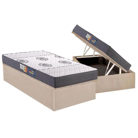 Imagem de Cama Box Baú Solteiro: Colchão Espuma Polar D45 Pérola + Base CRC Suede Clean(88x188)