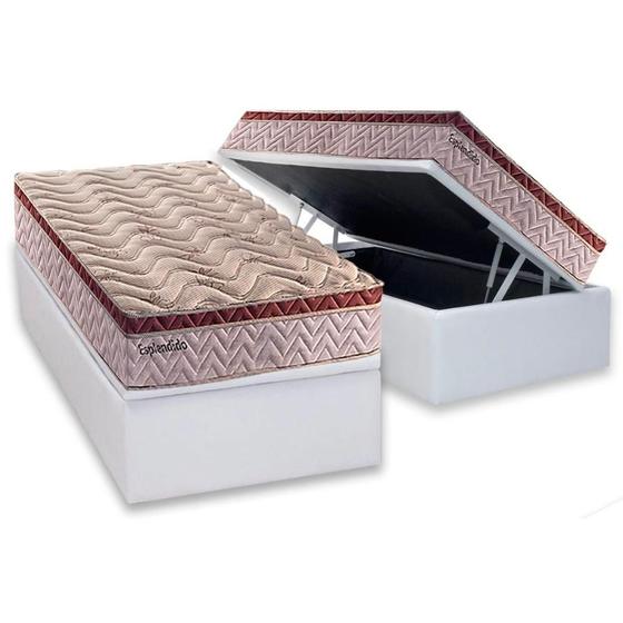 Imagem de Cama Box Baú Solteiro: Colchão Molas Ensacadas Paropas MasterPocket  Esplêndido Bordô + Base CRC Courano White(88x188)