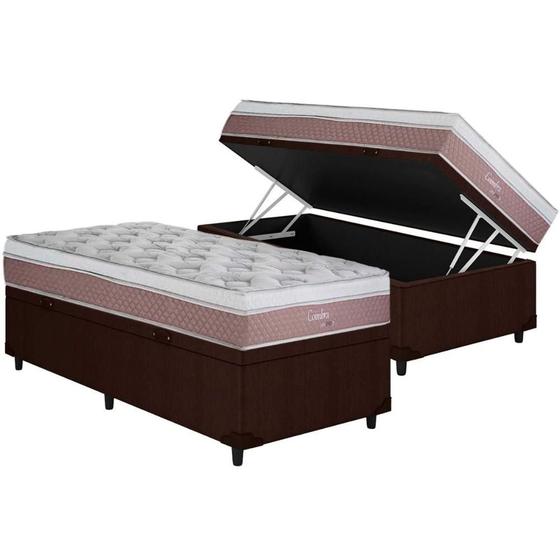 Imagem de Cama Box Baú Solteiro: Colchão Molas MasterPocket Ensacadas Herval Maxspring Coimbra + Base CRC Courano Brown (88x188)