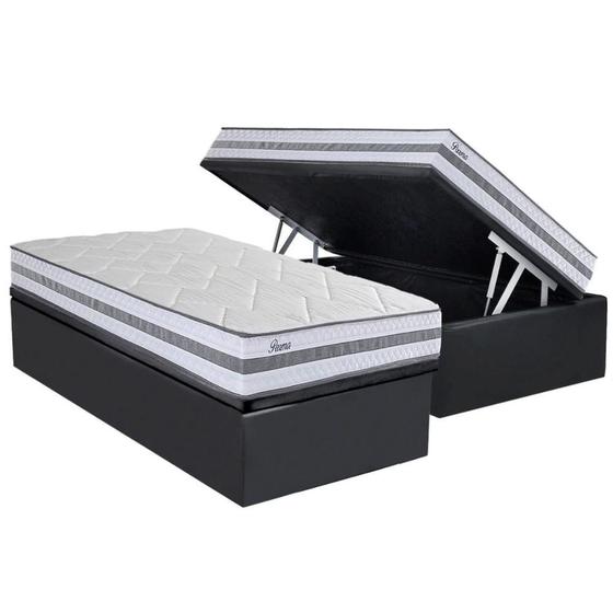 Imagem de Cama Box Baú Solteiro: Colchão Molas MasterPocket Ensacadas Herval Parma + Base CRC Suede Gray (88x188)