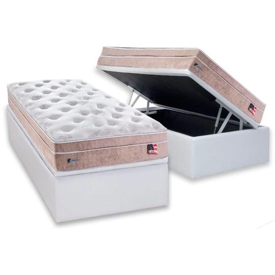 Cama Box Baú Solteiro: Colchão Molas MasterPocket Ensacadas Sealy Miami + Base CRC Courano White(88x188) Menor preço em Cama Box Baú Solteiro: Colchão Molas MasterPocket Ensacadas Sealy Miami + Base CRC Courano White(88x188)