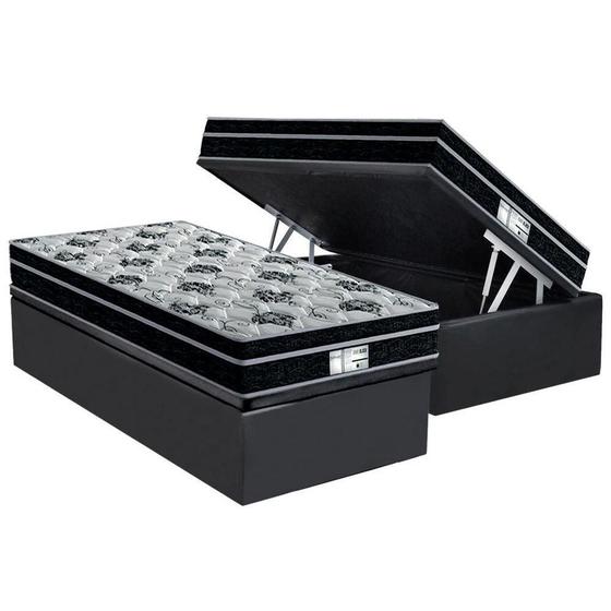 Imagem de Cama Box Baú Solteiro: Colchão Molas Probel Prolastic ProDormir Born + Base CRC Suede Gray(88x188)