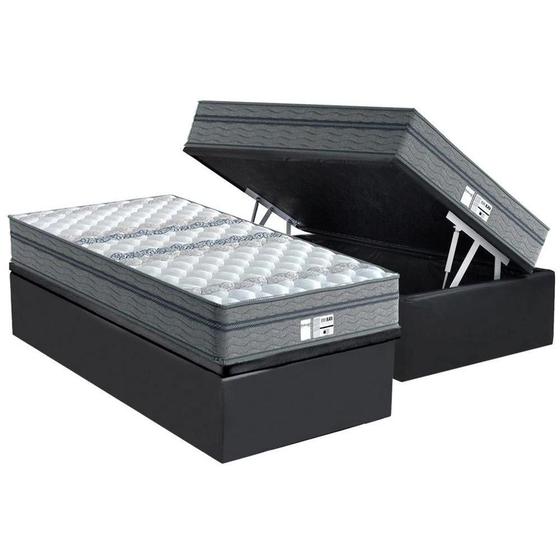 Imagem de Cama Box Baú Solteiro: Colchão Molas Probel Prolastic ProDormir Born + Base CRC Suede Gray(88x188)