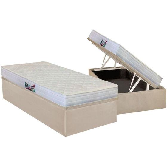 Imagem de Cama Box Baú Solteiro: Colchão Ortopédico Herval D28 / AG65 Frontier + Base CRC Suede Clean(88x188)