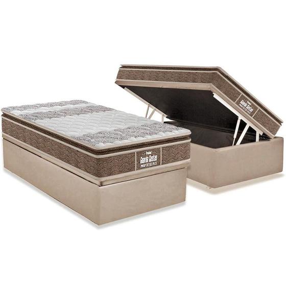 Imagem de Cama Box Baú Solteiro: Colchão Ortopédico Probel D33 / EP Guarda Costas PróIntense Plus + Base CRC Suede Clean(88x188)