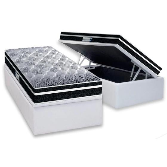 Imagem de Cama Box Baú Solteiro: Colchão Ortopédico Probel D33/EP ProDormir Advanced Tech1500 Plus + Base CRC Courano White(88x188)