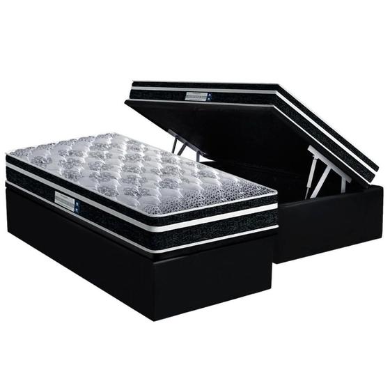 Imagem de Cama Box Baú Solteiro: Colchão Ortopédico Probel D33/EP ProDormir Advanced Tech1500 Plus + Base CRC Suede Black(88x188)