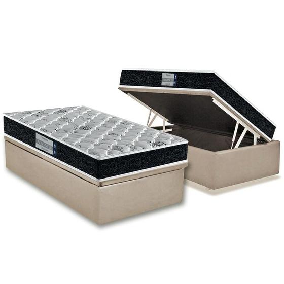 Imagem de Cama Box Baú Solteiro: Colchão Ortopédico Probel D45 / EP Firmepedic ProDormir Advanced Tech2000 Double Face + Base CRC Suede Clean(88x188)