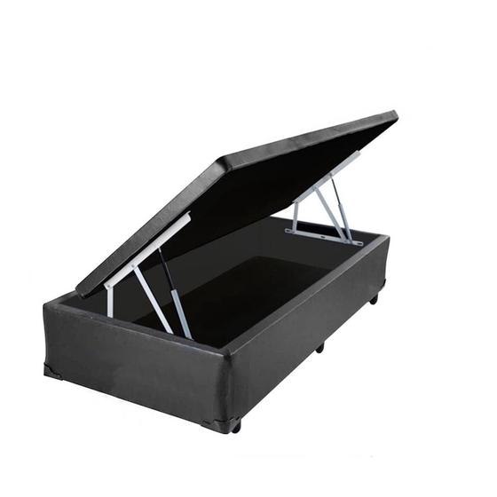 Cama Box Baú Solteiro Confort AColchões Síntetico Cinza Menor preço em Cama Box Baú Solteiro Confort AColchões Síntetico Cinza