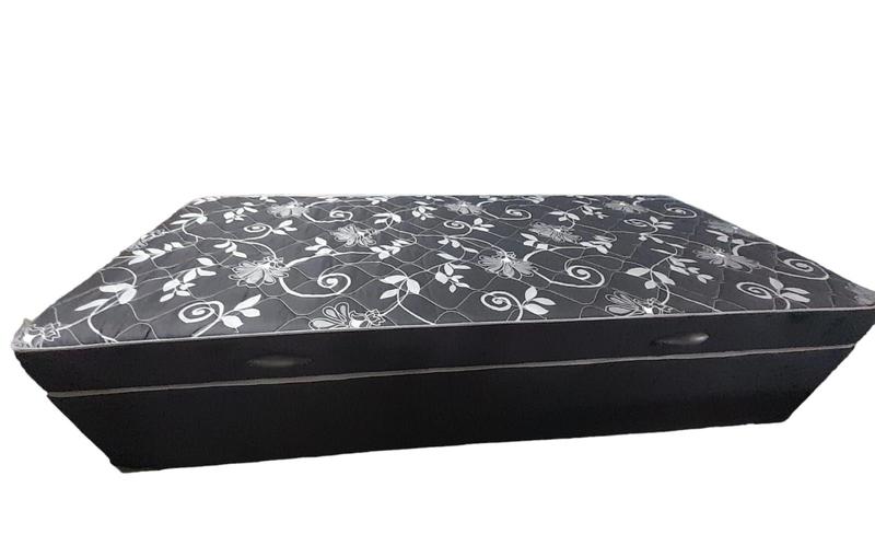 Imagem de Cama Box Baú Solteiro Conjugado, (com colchão acoplado) em Suede Preto