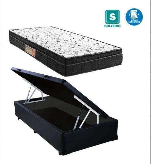 Cama Box Baú Solteiro Dreams Suede Preto + Colchão Solteiro Dreams Espuma D23 Com EPS 14x88x188 Menor preço em Cama Box Baú Solteiro Dreams Suede Preto + Colchão Solteiro Dreams Espuma D23 Com EPS 14x88x188