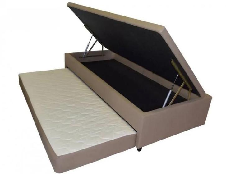 Imagem de Cama Box Bau Solteiro King Com Auxiliar Semi Ortopedica Suede (0.96X2.03)