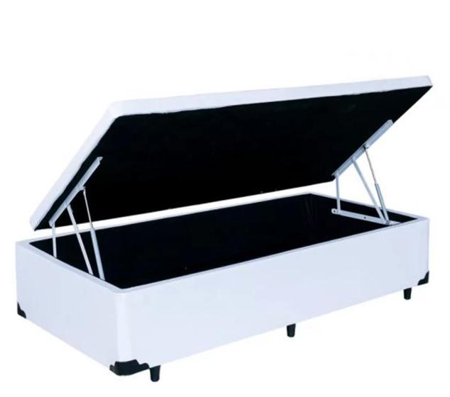 Cama Box Baú Solteiro Kings Stop AColchões Síntetico Branco 41x88x188 Menor preço em Cama Box Baú Solteiro Kings Stop AColchões Síntetico Branco 41x88x188