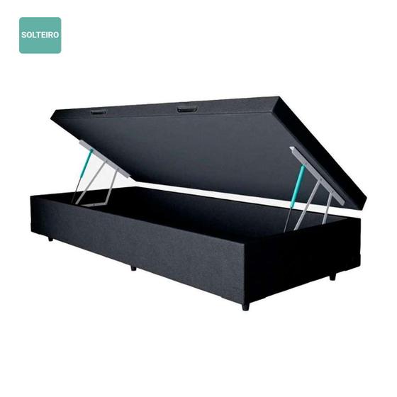 Imagem de Cama Box Baú Solteiro Sintético Preto 38x88x188