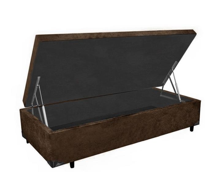 Imagem de Cama Box Baú Solteiro Sleep Home AColchões Suede Marrom 41x88x188