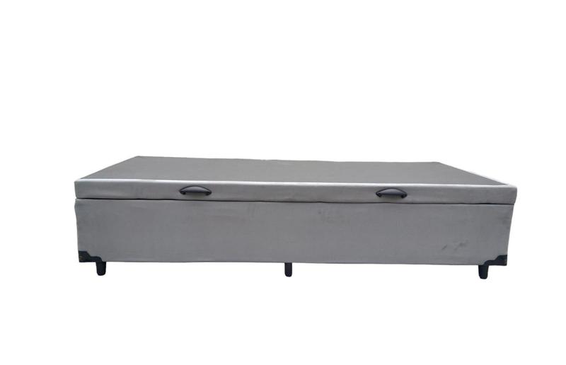 Imagem de Cama Box Baú Solteiro Suede Cinza com 78cm de largura