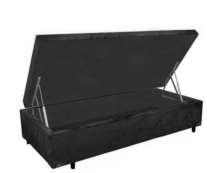 Imagem de Cama box baú solteiro suede preto -pistão A gás