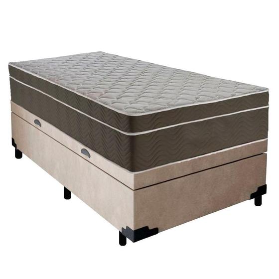 Imagem de Cama Box Baú Suede Solteiro + Colchão Sereneprime Molas Ensacadas 88x188x69 Cor:bege