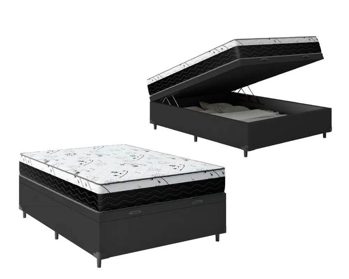 Cama Box Baú Viúva 128 Sintético Preto com Colchão Espuma D33 One Face 57X128X188 - Aloa Imagem de Cama Box Baú Viúva 128 Sintético Preto com Colchão Espuma D33 One Face 57X128X188