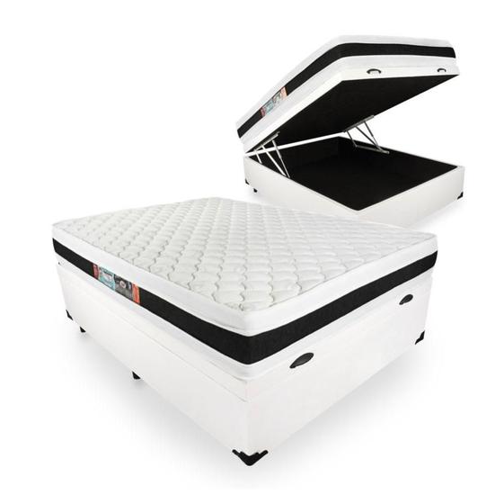 Imagem de Cama Box Baú Viúva + Colchão De Espuma D45 - Castor - Black White Double Face 128x188x69cm