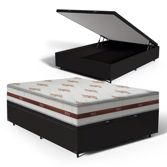 Imagem de Cama Box Baú Viúva + Colchão de Molas Ensacadas - Anjos - Classic 128cm