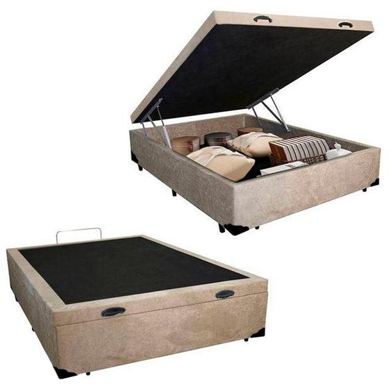 Imagem de Cama Box Baú Viúva Serene Suede Bege 44x128x188