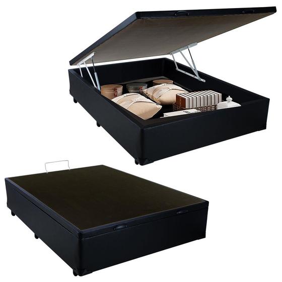 Imagem de Cama Box Baú Viúva SerenePrime Sintético Preto 128x188x44