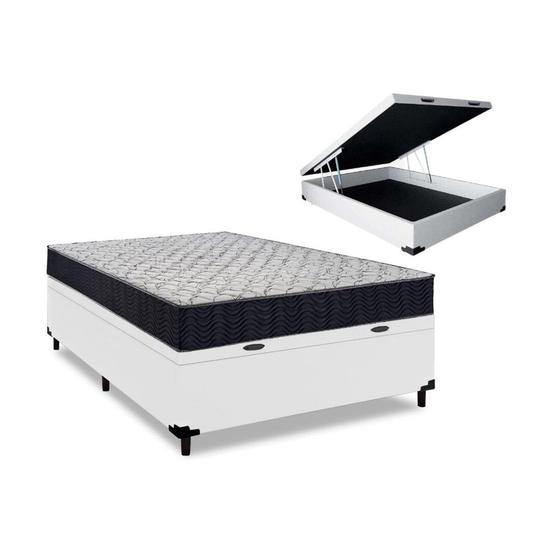 Imagem de Cama Box Baú Viuvo Branco + Colchão De Espuma D45 - Ortobom - Airtech 150 60x188x128cm